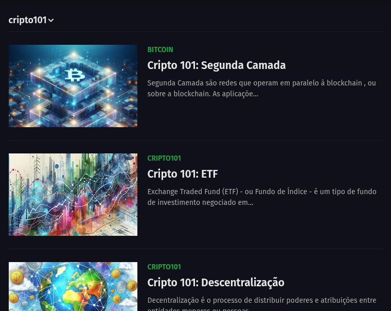 Cripto 101 - Articles on Cryptocurrencies (screenshot)