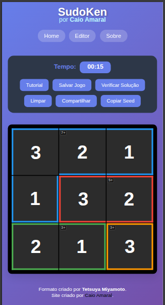 SudoKen - KenKen editor and player (screenshot)